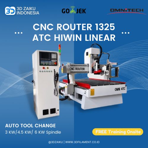 OMNI CNC Router 1325 ATC Automatic Tool Change 130x250 cm Hiwin Linear  4.5KW